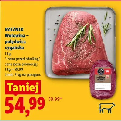 Wołowina polędwica cygańska Rzeźnik promocja w Lidl