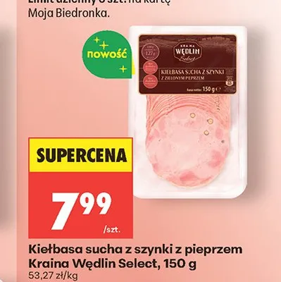 Kiełbasa z szynki Kraina wędlin select promocja w Biedronka