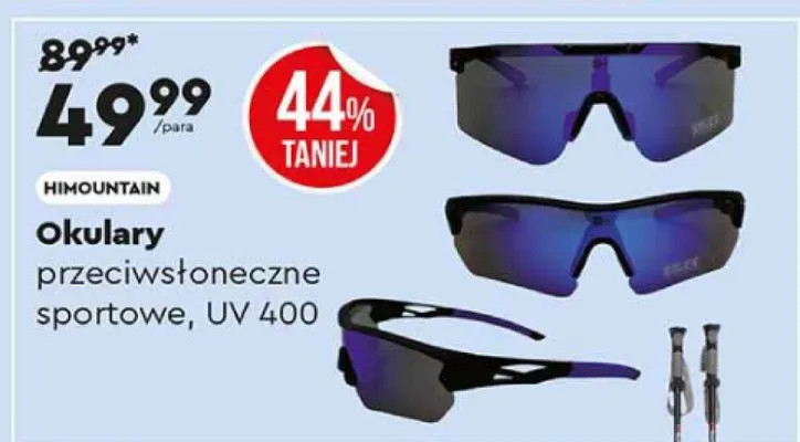 Okulary przeciwsłoneczne sportowe, UV 400 promocja w Biedronka