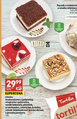 Ciasto sernik kakaowy Bizon promocja w Delikatesy Centrum