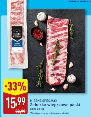 Żeberka wieprzowe paski promocja w Aldi