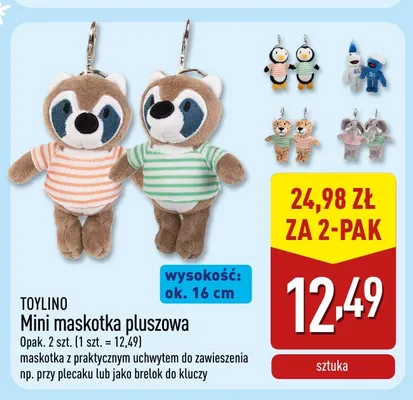 Mini maskotka pluszowa 2-pak Toylino promocja w Aldi