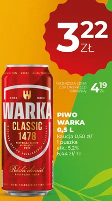 Piwo Warka Classic promocja w Duży Ben