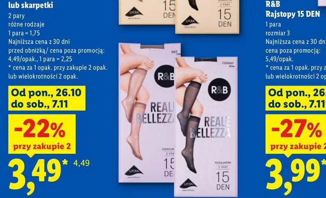 Skarpetki R & B 15 DEN 2-pak promocja w Lidl
