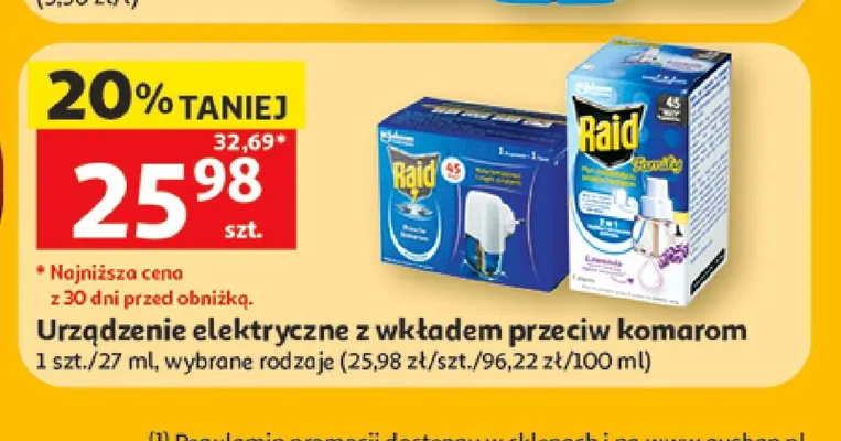Urządzenie elektryczne z wkładem przeciw komarom Raid Family promocja w Auchan
