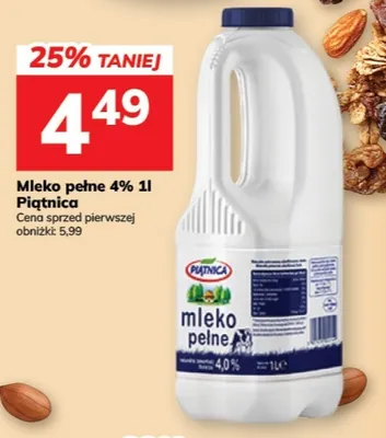 Mleko pełne Piątnica 4% promocja w Hitpol