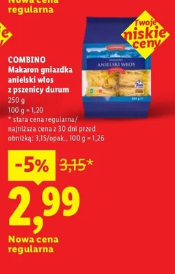 Makaron gniazdka anielski włos z pszenicy durum promocja w Lidl