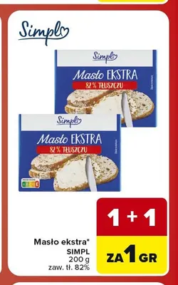 Masło ekstra Simpl 82% promocja w Carrefour Market