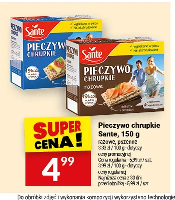 Pieczywo chrupkie Sante razowe promocja w Twój Market