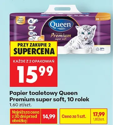Papier toaletowy Premium super soft, 10 rolek promocja w Biedronka