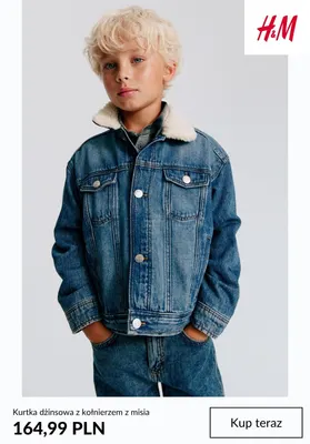 Kurtka dżinsowa z kołnierzem z misia H & M promocja w H&M
