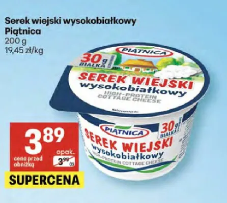 Serek wiejski wysokobiałkowy Piątnica promocja w Delikatesy Centrum