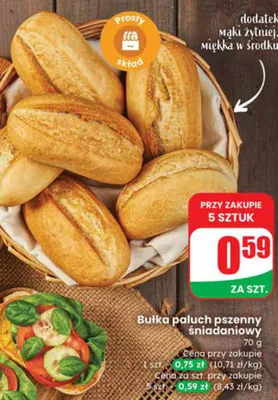 Bułka paluch pszenny śniadaniowy promocja w Dino
