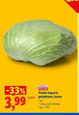 Polska kapusta gołąbkowa luzem promocja w Lidl