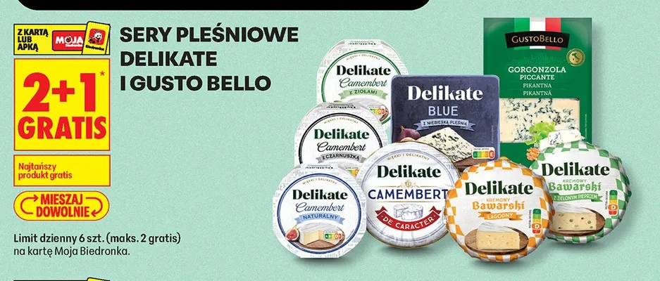 Ser pleśniowy Kremowy Bawarski łagodny Delikate promocja w Biedronka