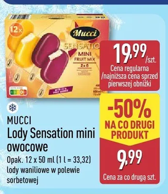 Lody Mucci Sensation mini owocowe 12-pak 50ml promocja w Aldi