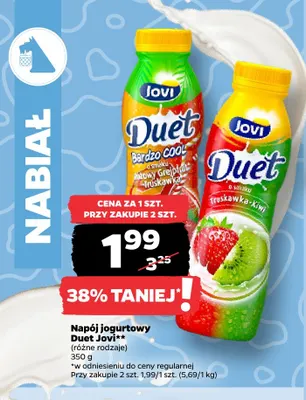 Napój jogurtowy Duet Jovi truskawka-kiwi promocja w Netto