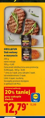 Stek wołowy w marynacie GRILL&FUN promocja w Lidl