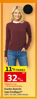 Sweter damski typu kardigan Inextenso promocja w Auchan