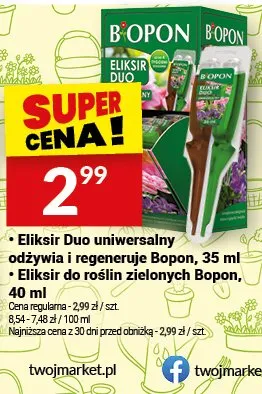 Eliksir Duo uniwersalny odżywia i regeneruje 35ml + eliksir do roślin zielonych 40ml promocja w Twój Market