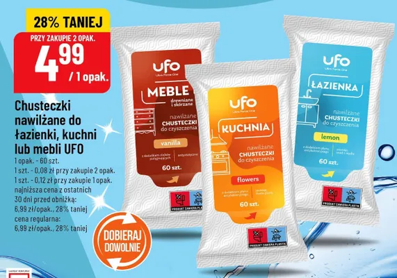 Chusteczki nawilżane do łazienki, kuchni lub mebli promocja w POLOmarket