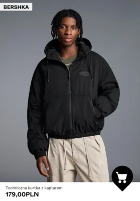 Techniczna kurtka z kapturem Bershka promocja w Bershka
