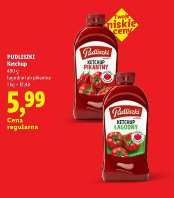 Ketchup łagodny Pudliszki promocja w Lidl