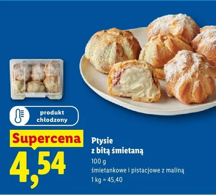 Ptysie śmietankowe z bitą śmietaną promocja w Lidl