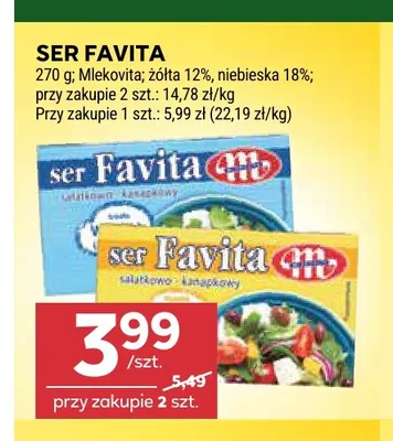 Ser Favita sałatkowo-kanapkowy Mlekovita 18% promocja w Stokrotka