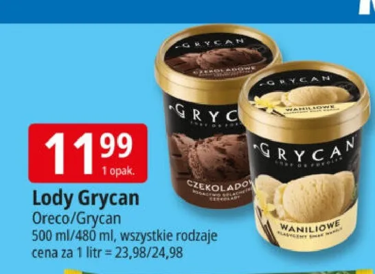 Lody Grycan Orzech/Grycan Waniliowe promocja w Leclerc