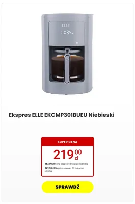 Ekspres przelewowy ELLE EKCMP301BUEU Niebieski promocja w Media Expert