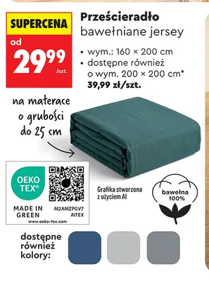 Prześcieradło bawełniane jersey 160x200 cm Smukee promocja w Biedronka