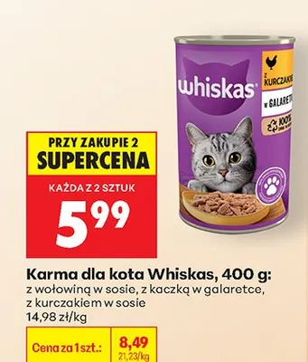 Karma dla kota Whiskas z wołowiną w sosie promocja w Biedronka