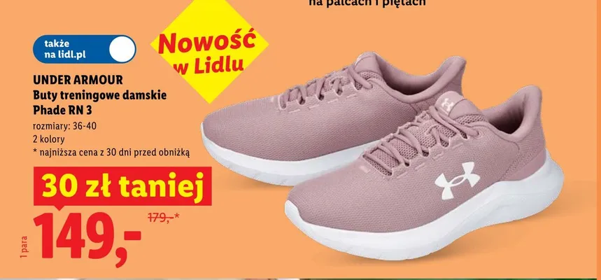 Buty treningowe damskie Under Armour Phade RN 3 promocja w Lidl