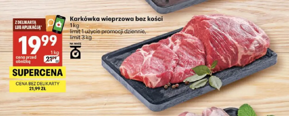 Karkówka wieprzowa bez kości promocja w Delikatesy Centrum