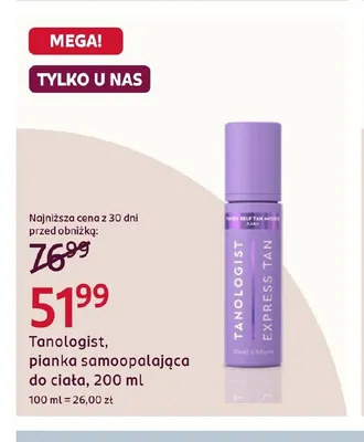 Pianka samoopalająca do ciała Tanologist promocja w Rossmann