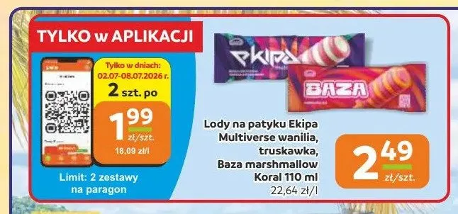 Lody na patyku Koral Ekipa Multiverse truskawka promocja w Gama