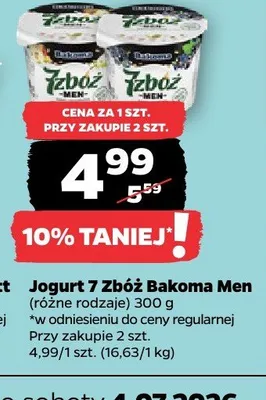 Jogurt 7 Zbóż Bakoma Men promocja w Netto