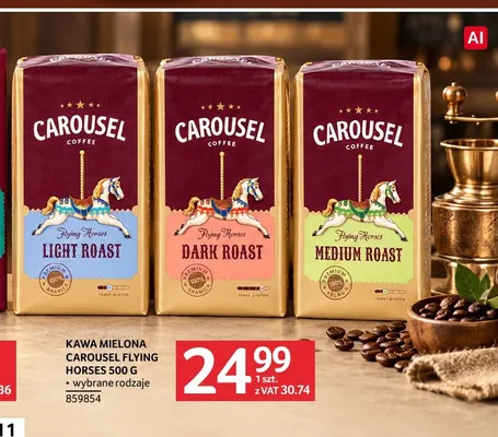 Kawa mielona Carousel Flying Horses Dark Roast promocja w Selgros