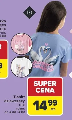 T-shirt dziewczęcy TEX promocja w Carrefour