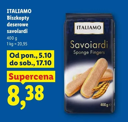 Biszkopty deserowe savoiardi Italiamo promocja w Lidl