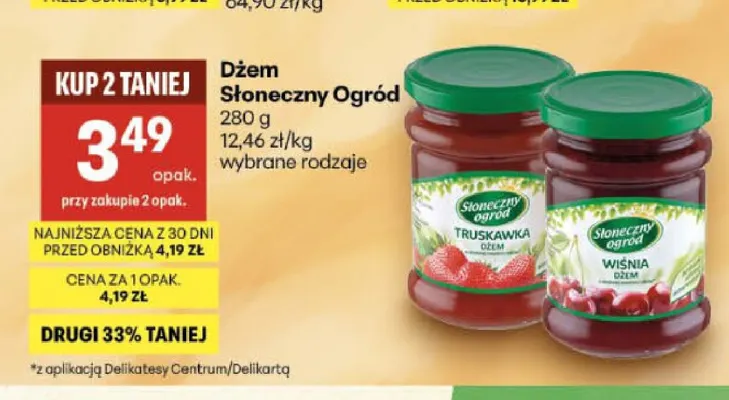 Dżem wiśniowy Słoneczny Ogród promocja w Delikatesy Centrum