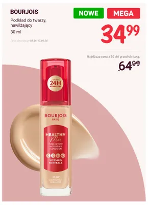 Podkład do twarzy nawilżający Bourjois Healthy Mix promocja w Rossmann