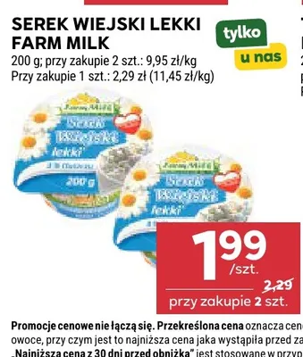 Serek wiejski lekki Farm Milk promocja w Stokrotka