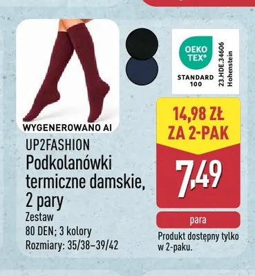 Podkolanówki termiczne damskie 2-pak UP2Fashion promocja w Aldi