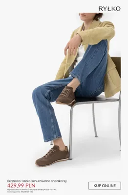 Sneakersy sznurowane Ryłko brązowo-szare promocja w Ryłko