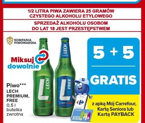 Piwo bezalkoholowe Lech Free promocja w Carrefour