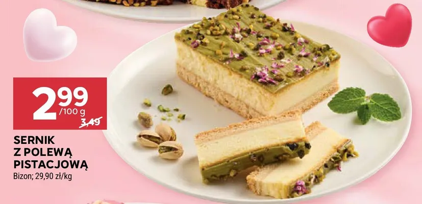 Sernik z polewą pistacjową promocja w Stokrotka
