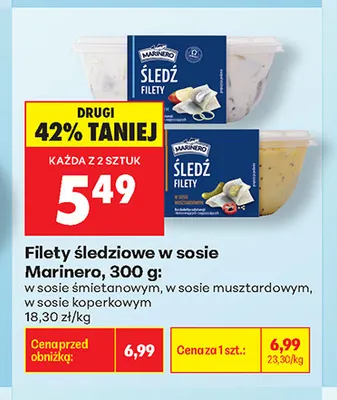 Filety śledziowe w sosie koperkowym Marinero promocja w Biedronka