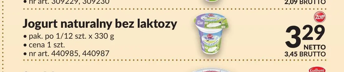 Jogurt naturalny bez laktozy Zott Primo promocja w Makro